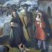 Image of 3 figures from painting by Rita Greer The Great Plague 1665 