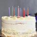 colourful beeswax birthday candles on cake