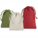 Small and medium burlap drawstring bags in green ivory and red