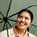 woman holds open Umbrella: Le Frenchy Dotted