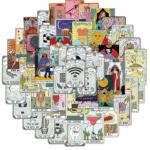 collage of a variety of tarot card stickers in a circle