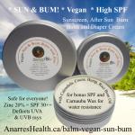 Vegan Sun & Bum Balm with Zinc jars on a beach POST