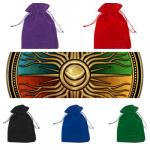 Collage of medium sized velvet drawstring bags in many colours