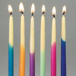 Hanukkah Candle Beeswax Dipped, 45, Multicoloured lit