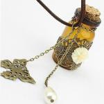 Pendant: Glass with Cork Perfume Bottle, Vintage close