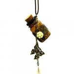 Pendant: Glass with Cork Perfume Bottle, Vintage hanging