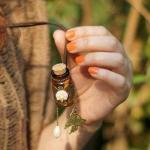 Pendant: Glass with Cork Perfume Bottle, Vintage held