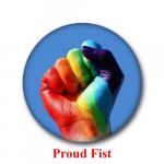 Proud Fist Pride buttons available at Anarres