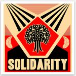 Magnet: Vintage Propaganda style tree with 2 crescent moons says SOLIDARITY