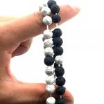 Diffuser Bracelet: Lava and Howlite STRETCHED