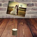 wedding photo on photo and card holders, spiral top wood twig base